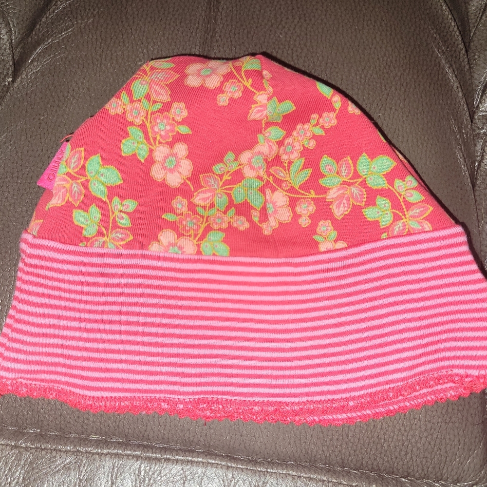 ⚘️ Oilily Reversible Beanie Hat Striped Floral 12 Months